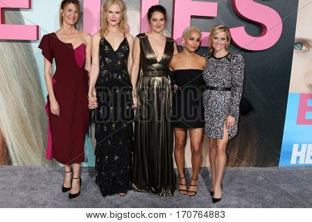 LOS ANGELES - FEB 7:  Laura Dern, Nicole Kidman, Shailene Woodley, Zoe Kravitz, Reese Witherspoon at the 
