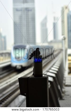 Dubai, United Arab Emirates - February 11, 2017, The Dubai Metro is a driverless, fully automated metro rail network in Dubai, United Arab Emirates