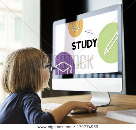 E-learning distance education icons interface