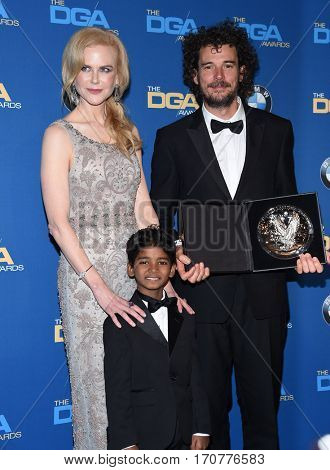 LOS ANGELES - FEB 04:  Garth Davis, Nicole Kidman and Sunny Pawar in the press room at the 69th Annual DGA Awards on February 4, 2017 in Beverly Hills, CA                