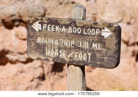 Signal in Bryce Canyon, United States.