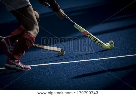 VALENCIA, SPAIN - FEBRUARY 7: Poland player during Hockey World League Round 2 match between Ghana and Poland at Betero Stadium on February 7, 2017 in Valencia, Spain