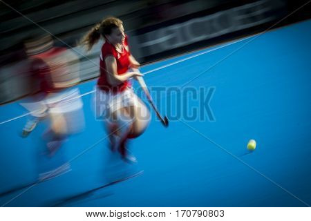 VALENCIA, SPAIN - FEBRUARY 7: Daria Skoraszewska during Hockey World League Round 2 match between Ghana and Poland at Betero Stadium on February 7, 2017 in Valencia, Spain