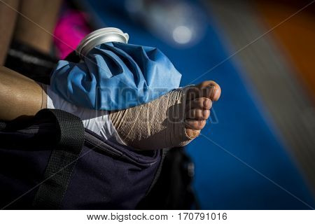 VALENCIA, SPAIN - FEBRUARY 7: Injured player during Hockey World League Round 2 match between Ghana and Poland at Betero Stadium on February 7, 2017 in Valencia, Spain