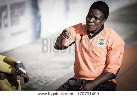 VALENCIA, SPAIN - FEBRUARY 7: Bridget Azumah during Hockey World League Round 2 match between Ghana and Poland at Betero Stadium on February 7, 2017 in Valencia, Spain