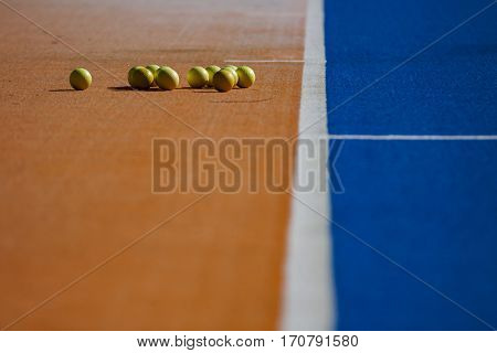 VALENCIA, SPAIN - FEBRUARY 7: Balls and field detail during Hockey World League Round 2 match between Spain and Turkey at Betero Stadium on February 7, 2017 in Valencia, Spain