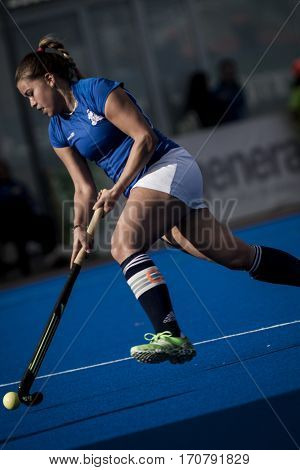 VALENCIA, SPAIN - FEBRUARY 7: Adela Bizova during Hockey World League Round 2 match between Russia and Czech Republic at Betero Stadium on February 7, 2017 in Valencia, Spain