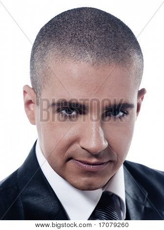 Beyaz adam işadamı gülümseme dostu portre izole stüdyo beyaz zemin üzerine