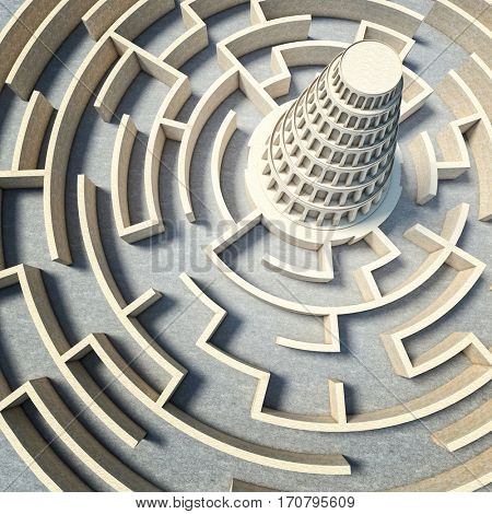 babel tower concept 3d rendering