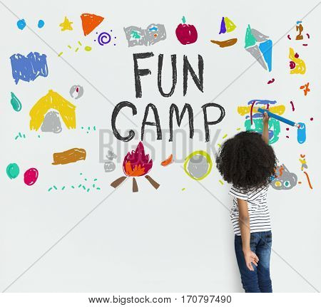 Kids Fun Camp Education Space Icons
