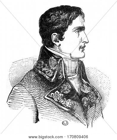 Lucien Bonaparte, vintage engraved illustration. Magasin Pittoresque 1841.