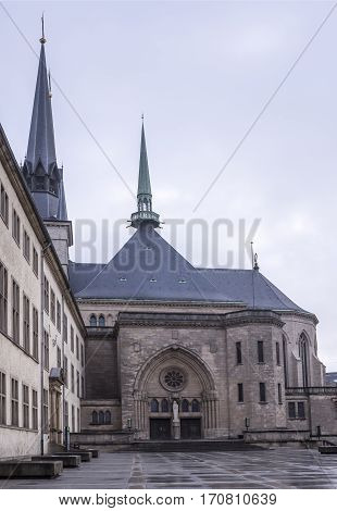 Grand Duchy of Luxembourg Luxembourg- January 03, 2017: National Library on Boulevard F.D. Roosevelt