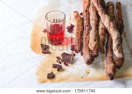 Grissini Bread And Red Liqueur