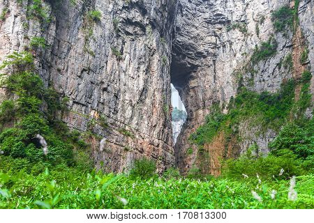 Wulong Karst limestone rock formations in Longshui Gorge Difeng an important constituent part of the Wulong Karst World Natural Heritage Chongqing China