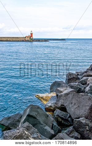 Italy, Ischia, Ischia Porto, view from the harbor