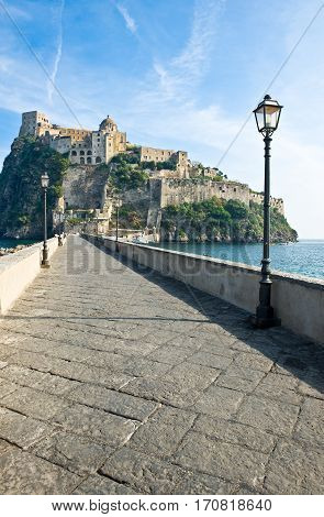 Italy,Ischia, Ischia Ponte, view of the Aragonese Castle
