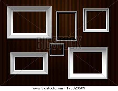 frames border set on curtian wall background vector
