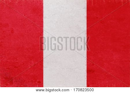 Illustration of the national flag of Peru with a grunge texture