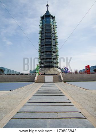 Newly rebuilt ancient world wonder of the porcelain tower in Nanjing China.