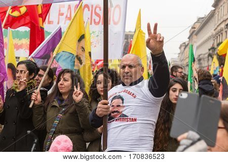 Kurdish Demonstrators Protesting In Milan, Italy