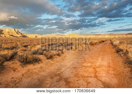 Unpaved road through Grand Staircase Escalante National monument in Utah