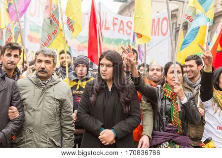 Kurdish Demonstrators Protesting In Milan, Italy