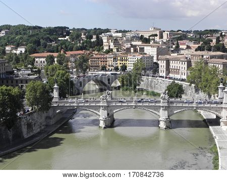 Bridge Sant'Angelo in Rome also known as helium deck or forecastle deck; sant'angelo bridge connects the square to the Tiber Vatican. Along the statues are placed bridge saint peter and paul and the four evangelists
