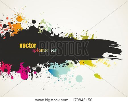 Paint splatter design. Hand drawn brush stroke. Vector illustration