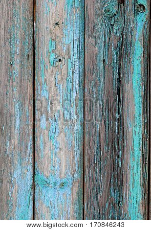 Old wooden fence with shabby paint. Texture background