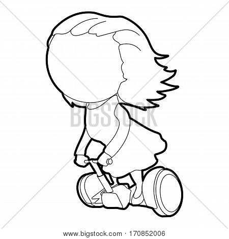Girl on segway icon. Outline illustration of girl on segway vector icon for web