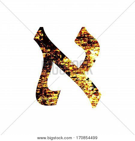 Hebrew letter Aleph. Shabby gold font. The Hebrew alphabet.