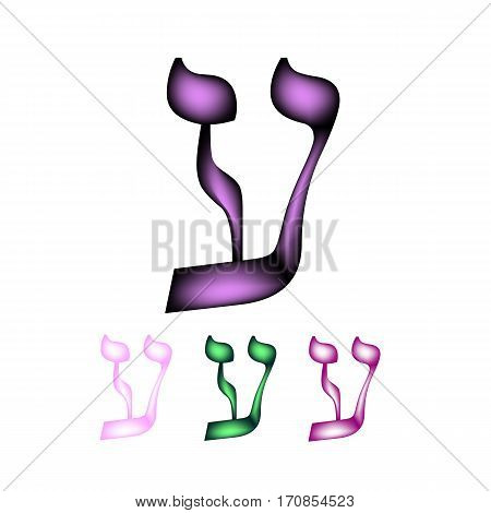 Hebrew font. The Hebrew language. The letter Ayin. Vector illustration on isolated background.