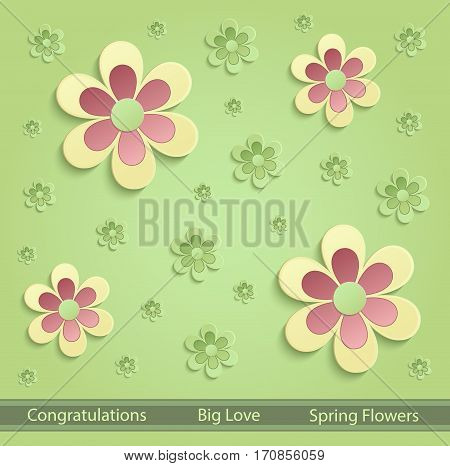 Flowers Spring paper 3D green color vector