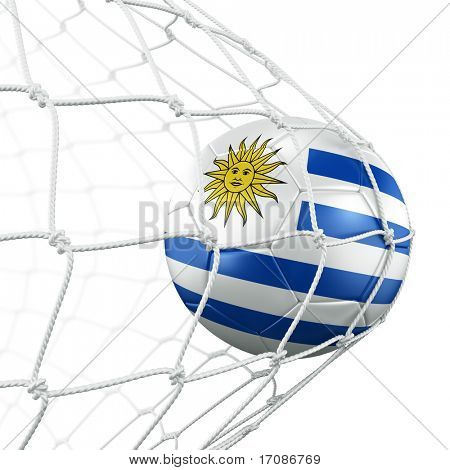 3D-Rendering ein uruguayischer Fußball im Netz