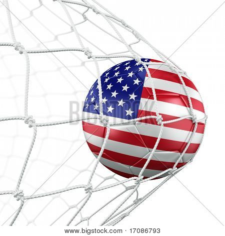 representación 3D de un balón de fútbol americano en una red