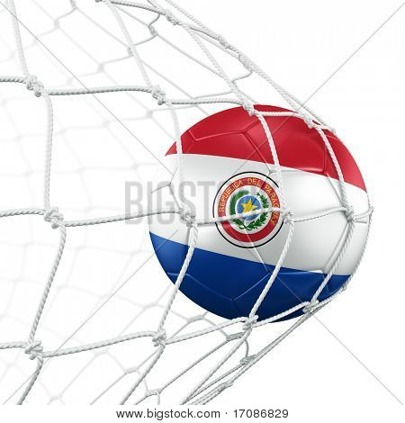 3D vykreslování paraguayský fotbalový míč v síti