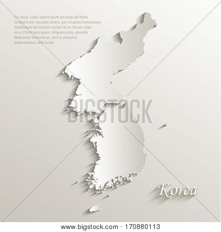Korea map south north separate card paper 3D natural vector