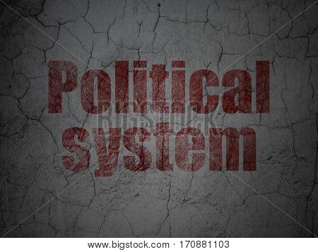 Political concept: Red Political System on grunge textured concrete wall background