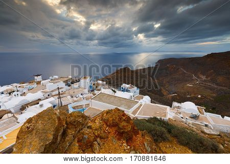 ANAFI, GREECE - JANUARY 15, 2017: View of Chora village on Anafi island on January 15, 2017.