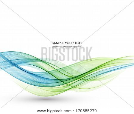 Abstract vector background, blue and green waved lines for brochure, website, flyer design. Transparent wave
