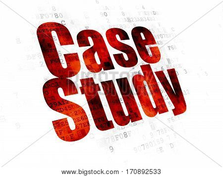 Studying concept: Pixelated red text Case Study on Digital background