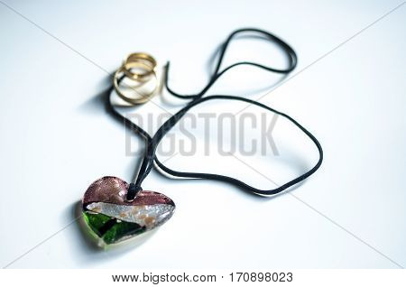 Wooden Magic Amulet In The Shape Of Heart. Selective Focus.