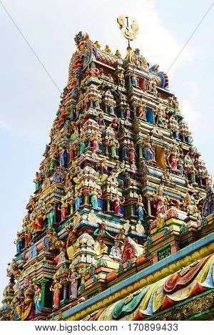 KUALA LUMPUR, JANUARY 10, 2017 - Sri Mahamariamman Indian Temple in Kuala Lumpur, Malaysia, Asia 