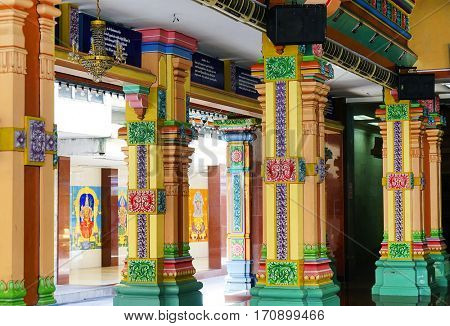 KUALA LUMPUR, JANUARY 10, 2017 - Sri Mahamariamman Indian Temple in Kuala Lumpur, Malaysia, Asia 