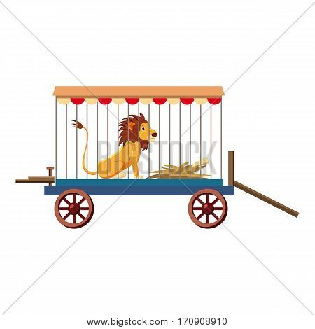 Lion in cage icon. Cartoon illustration of lion in cage vector icon for web