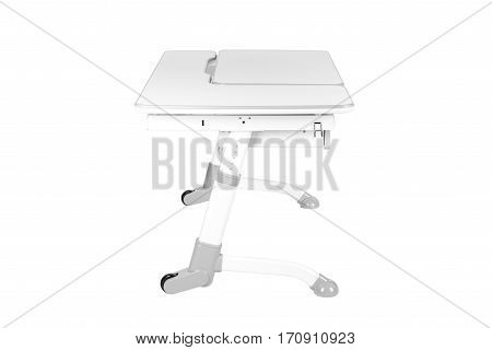 gray school desk is isolated on a white background