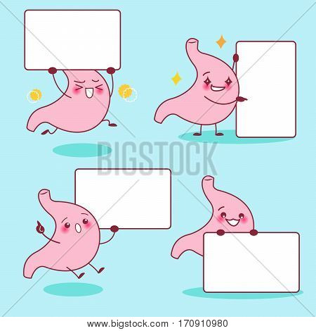 cute cartoon stomach take billboard and smile happiy