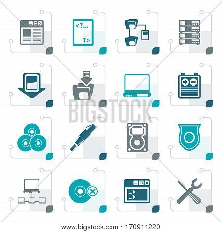 Stylized Server Side Computer icons - Vector Icon Set