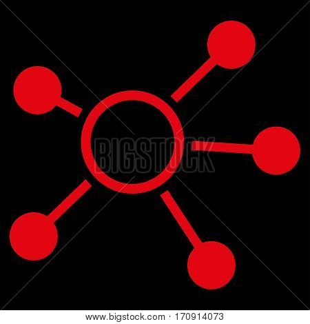 Connections vector icon. Flat red symbol. Pictogram is isolated on a black background. Designed for web and software interfaces.