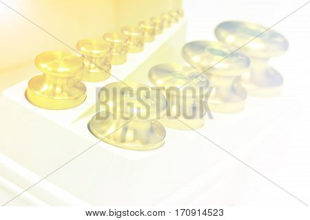 Close up weight set for test electronic balance